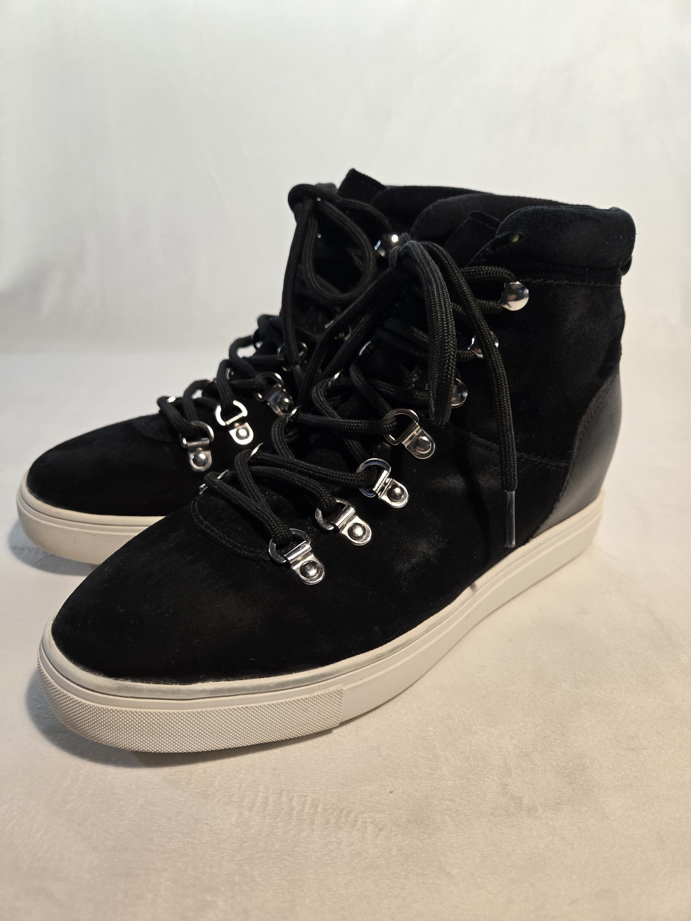 Steven by Steve Madden Black Suede Lace-Up High Top Sneaker